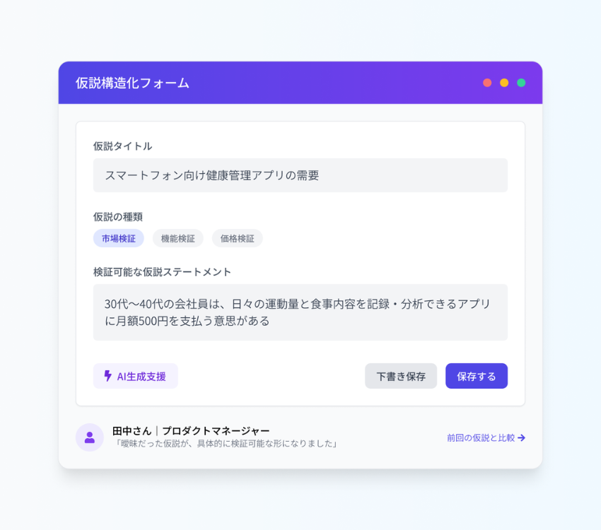 仮説構造化フォーム＋AI生成支援